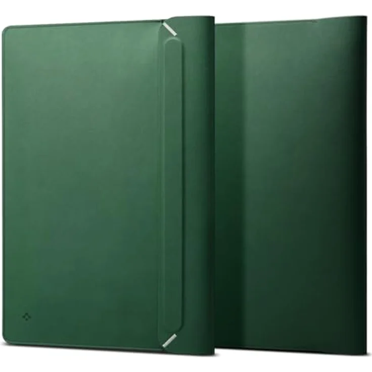Spigen Valentinus Sleeve Laptop 13-14, robuste Notebooktasche mit eingebauter Magnetklappe und Aussparungen für Anschlüsse, Jeju Green – Bild 1