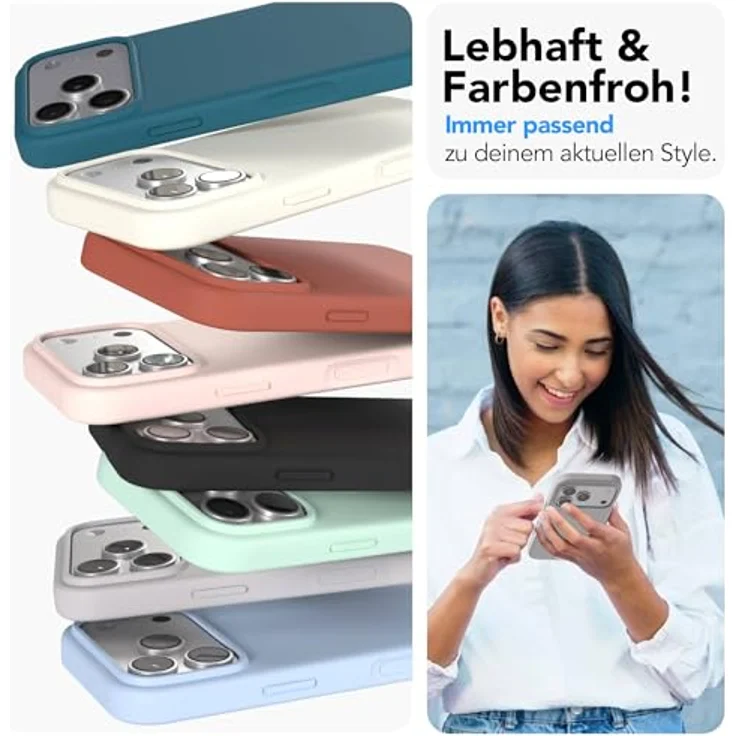 EAZY CASE Premium Silikon Hülle für iPhone 17 Pro - Stoßfest, Kameraschutz, kratzresistentes Slim Case mit Mikrofaser-Innenfutter - Hellgrau Grau – Bild 2