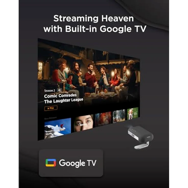 ViewSonic M1 Max, Tragbarer Smart LED Beamer mit Full HD 1080p, Google TV, 200 ANSI Lumen, 360° Projektion, Eingebauter Akku, Auto Fokus, H/V Keystone – Bild 3