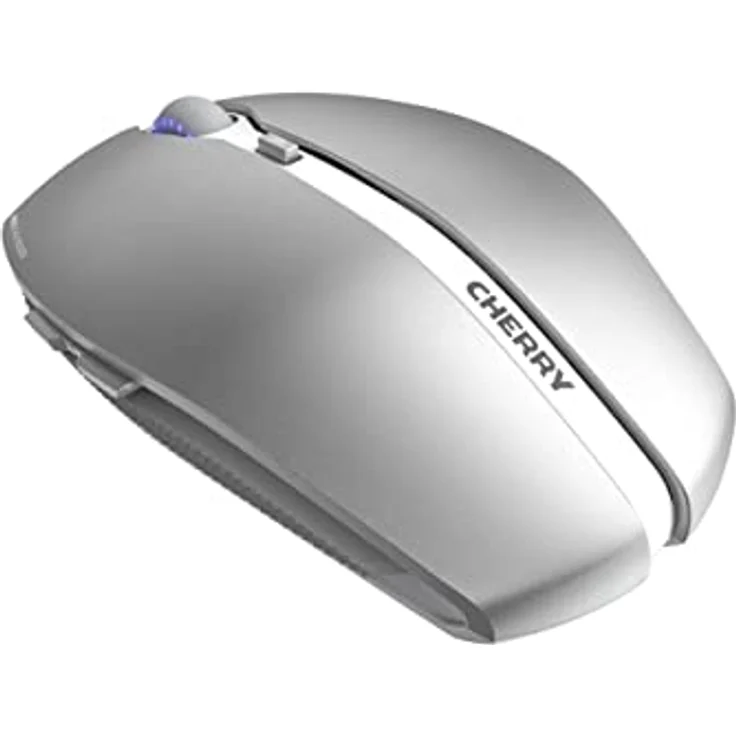 CHERRY GENTIX BT, kabellose Bluetooth Maus, Multi-Device Funktion für bis zu 3 Endgeräte, umschaltbare Auflösung (1000/2000 DPI), 7 Tasten und Scrollrad, batteriebetrieben, Frosted Silver – Bild 2