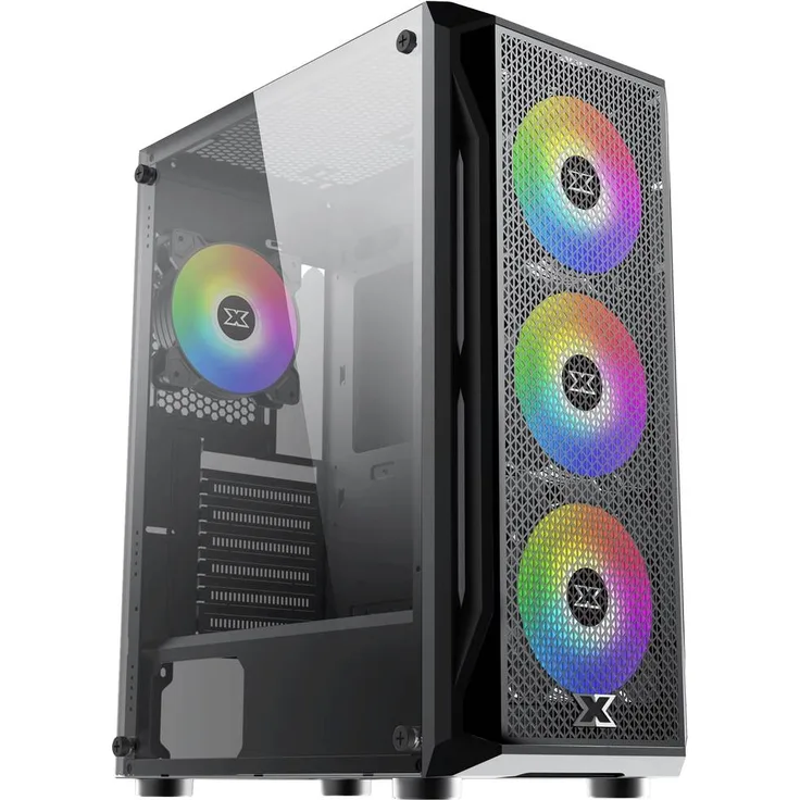 Xigmatek Gaming X Midi-Tower, PC-Gehäuse mit Seitenfenster in Schwarz
