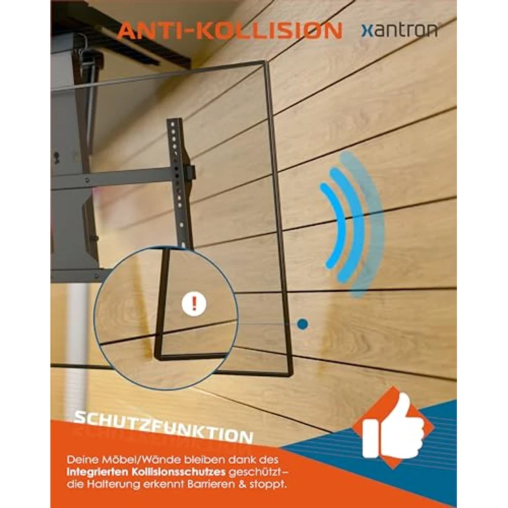 Xantron DEHA-800EXL-Roto, Elektrische motorisierte WiFi Deckenhalterung, klappbar und drehbar für TV Monitore 43 - 86", mattschwarz, VESA-kompatibel – Bild 5
