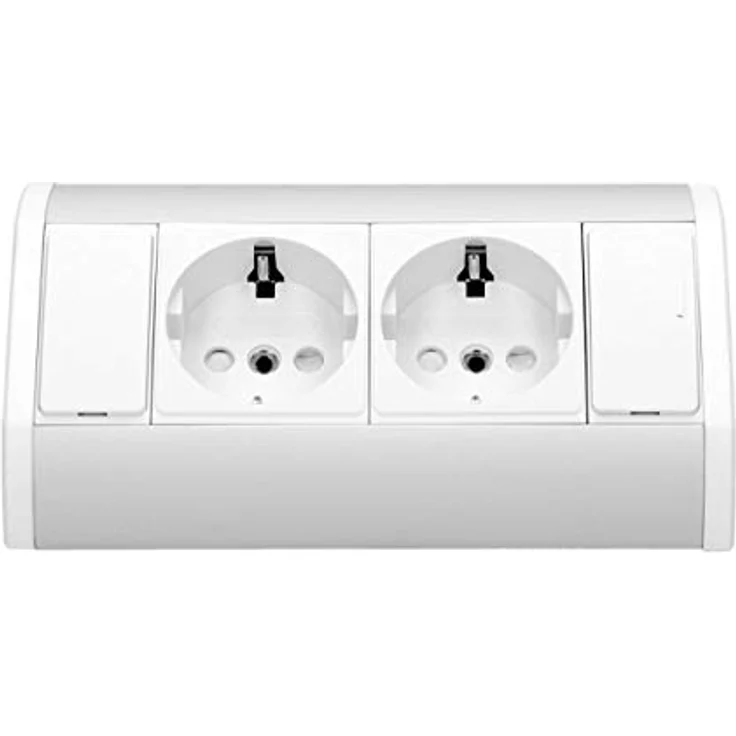 Orno GM-9005/W-G(GS) Ecksteckdose 2 Fach mit Kindersicherung, 45° Aufbau-Montage, 3680W, weiß - Steckdosenleiste für Küche, Büro und Arbeitsplatte - Preisvergleich – Bild 3