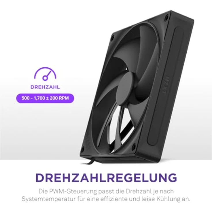 NZXT F140P V2 PWM Lüfter, 140mm, hoher Luftdruck für Radiatoren, leiser Betrieb, schwarzes Design – Bild 6