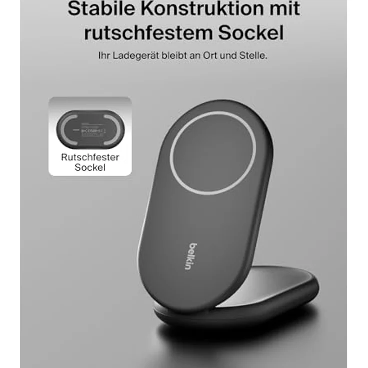 Belkin BoostCharge magnetisches einklappbares kabelloses Ladegerät Qi2, 15 W, MagSafe-kompatibles Schnellladegerät, geeignet für iPhone-Serie 16, 15, 14, 13, 12 und Standy-Modus, Netzteil – Schwarz – Bild 5