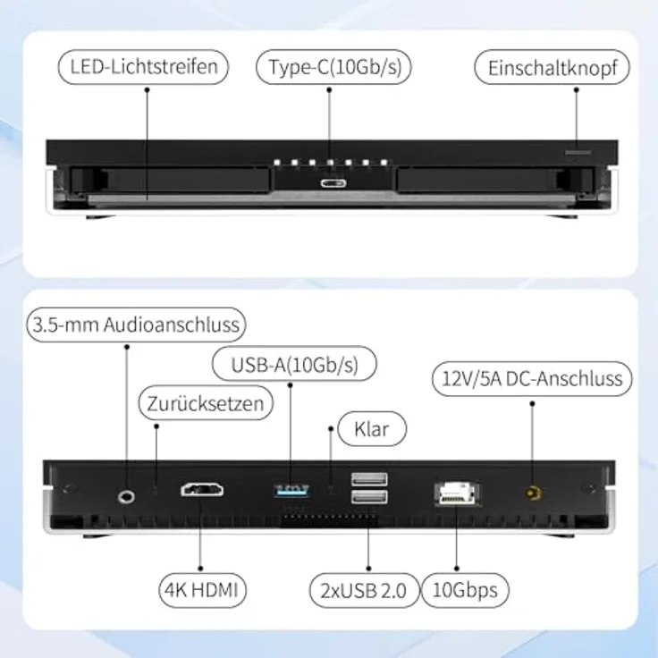 LincPlus LincStation N2 6-Bay NAS-Server - Intel N100 Quad-Core, 16GB LPDDR5, 128GB eMMC, 10GbE, 2x SATA HDD + 4x M.2 NVMe SSD, Unraid OS Lizenz, Diskless – Bild 9