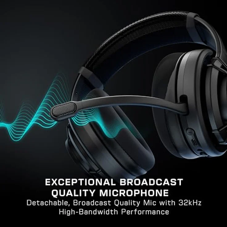 Turtle Beach Atlas Air Kabelloses Open-Back-PC Gaming-Headset w/ 24-Bit-High-Fidelity-Audio, Mikrofon in Broadcast-Qualität, Memory-Foam-Ohrpolster & Bluetooth für PC, PS5, PS4, Switch & Mobilgerät – Bild 4