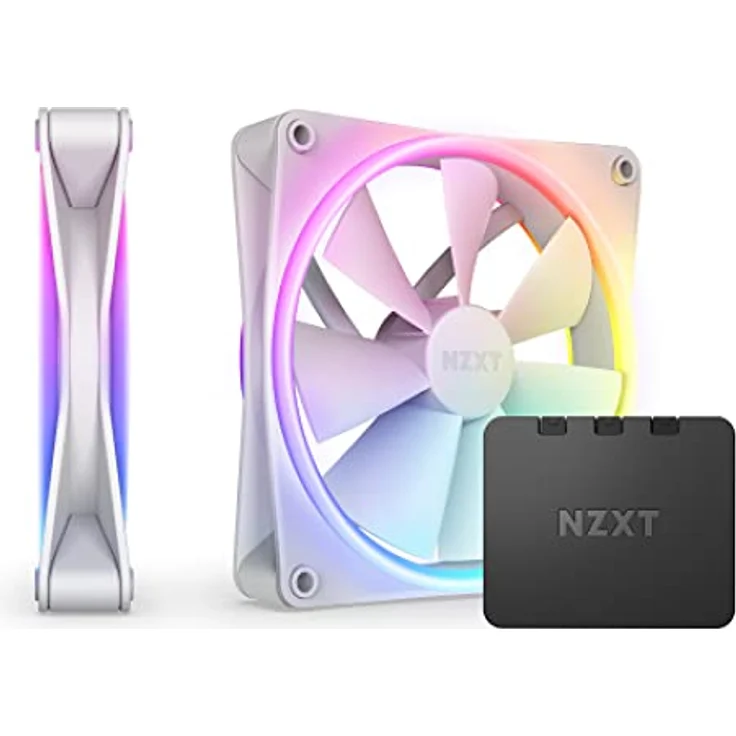 Nzxt F140 RGB Duo Twin Pack - 2 x 140mm doppelseitiger RGB-Lüfter mit RGB-Controller – 20 einzeln adressierbare LEDs – Ausgeglichener Airflow und statischer Druck – Weiß – Bild 1