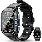 OUKITEL Smartwatch Herren BT20, Wasserdicht Fitness Watch mit Telefonfunktion, Bluetooth 5.2, 1.96 Zoll AMOLED Touchscreen, 100+ Sportmodi, 350-mAh-Akku reicht für 10 Tage, für iOS/Android