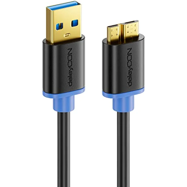 deleyCON 1m Micro USB 3.0 Datenkabel bis zu 5 Gbit/s Ladekabel für Handy Smartphone Tablet Externe Festplatten - USB A-Stecker zu Micro B-Stecker Schwarz – Bild 5
