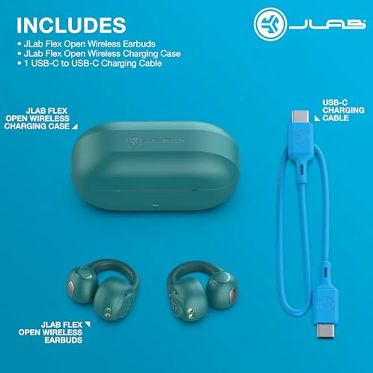 JLab Audio Flex Open Air, Kabellose Kopfhörer mit ANC und 7 Stunden Akkulaufzeit, Türkis – Bild 7