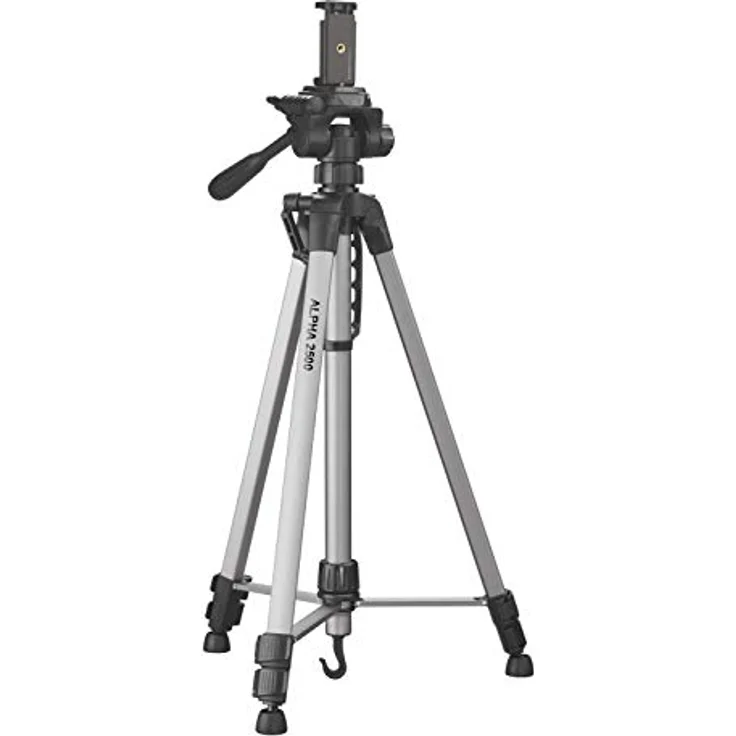 Cullmann ALPHA 2500 Stativ mobile mit Smartphonehalter (165cm Höhe, Gewicht 1258g, Tragfähigkeit 2, 5 kg, Packmaß 67cm, 3-Wege-Kopf), schwarz – Bild 2