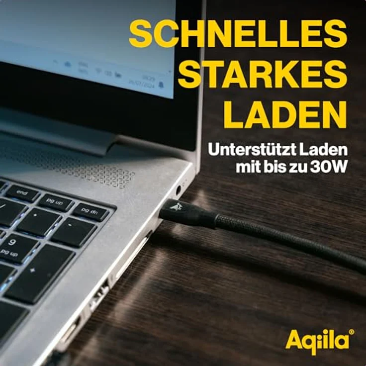 Aqiila Ladekabel für iPhone, USB-C Lightning [MFi-Zertifiziert], 30W, 480Mbps, PD Technologie, geflochten, 1m, Schwarz – Bild 2