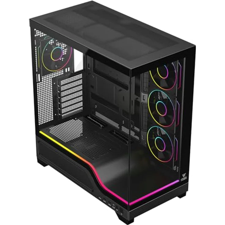 iTek SHOWBUI WAVE 82B, Tower PC-Gehäuse, Schwarz, ATX/ITX/micro ATX, Gaming, mit RGB-Beleuchtung in Blau, Grün und Rot, gehärtetes Glas, verbessertes Kabelmanagement – Bild 6