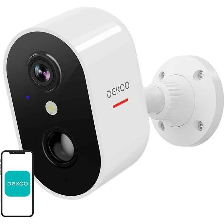 Dekco DC6L, Netzwerkkamera mit 1920 x 1080 Pixels, PIR-Bewegungssensor, wasserdicht (IP66), weiss – Bild 1