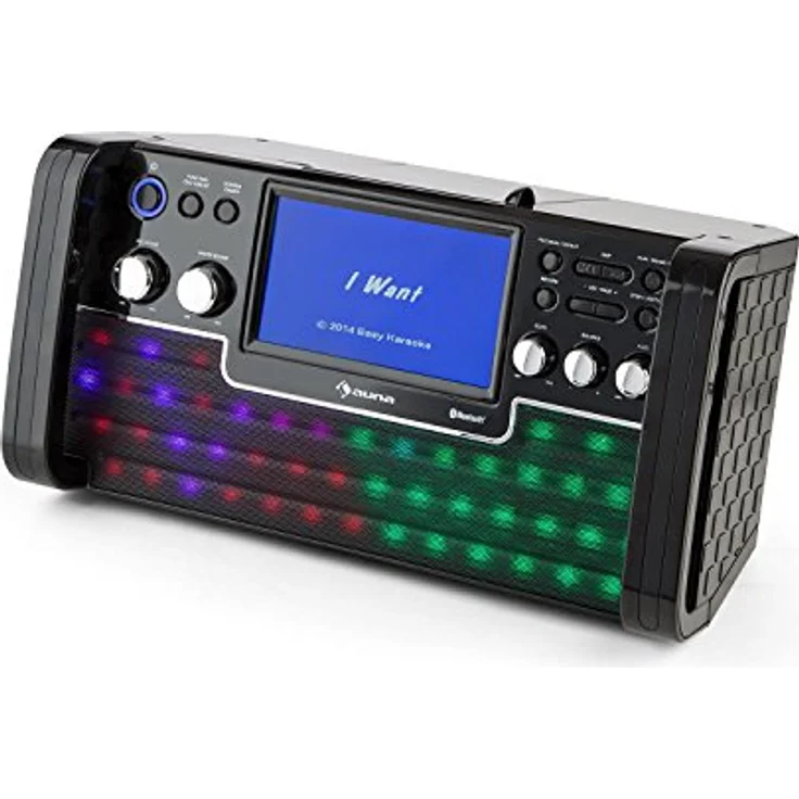 DiscoFever LED Bluetooth-Karaokeanlage LED 7'' TFT-Screen CD USB schwarz Schwarz – Bild 9