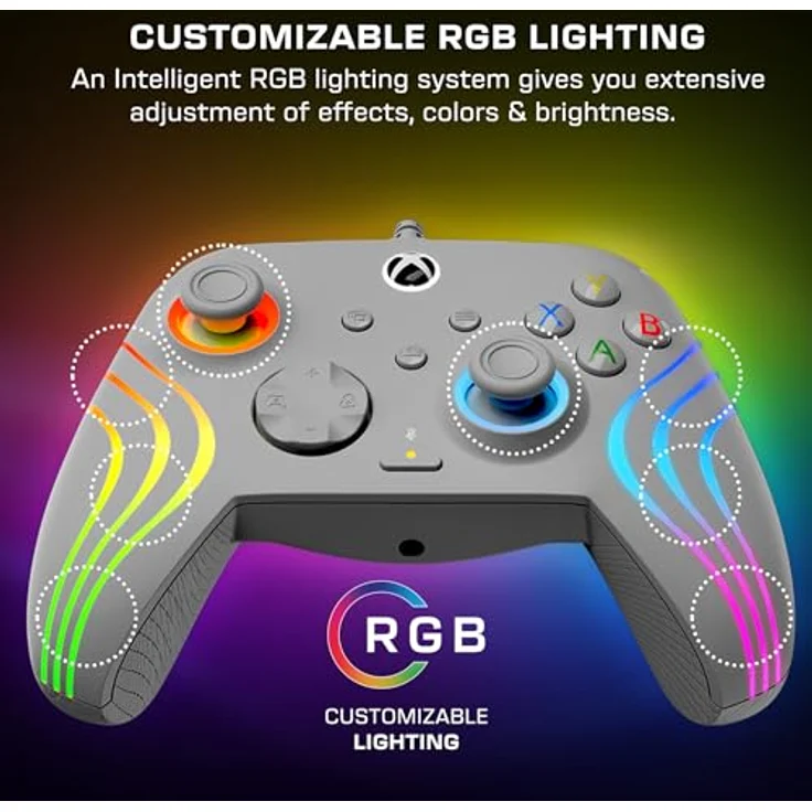 Turtle Beach Afterglow Wave Wired Controller · XB, Gaming Controller mit RGB-Beleuchtung, ergonomischem Design und programmierbaren Tasten, Grau – Bild 4
