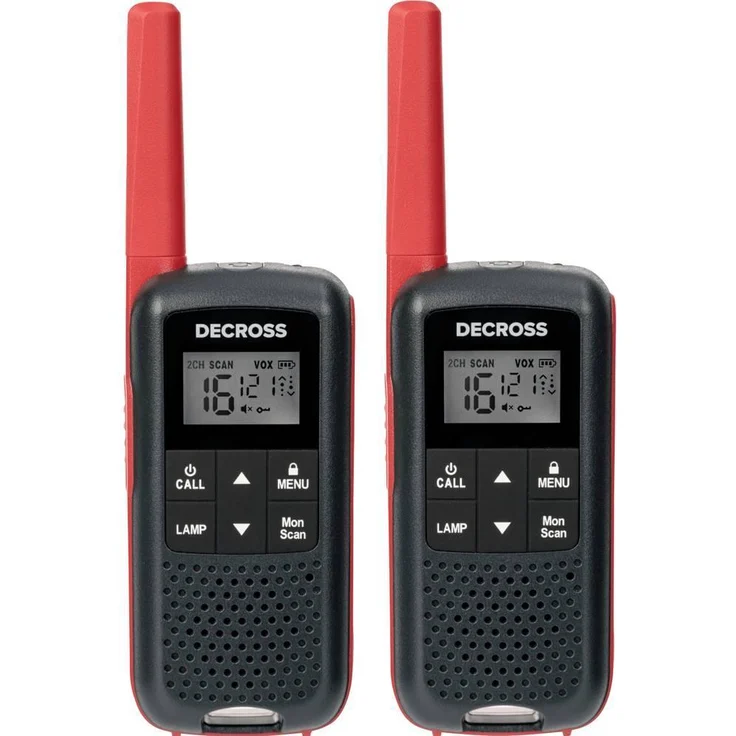 Decross DC63 Twin EU, Walkie-Talkie mit 8 km Reichweite, IPX4-Schutz, rot