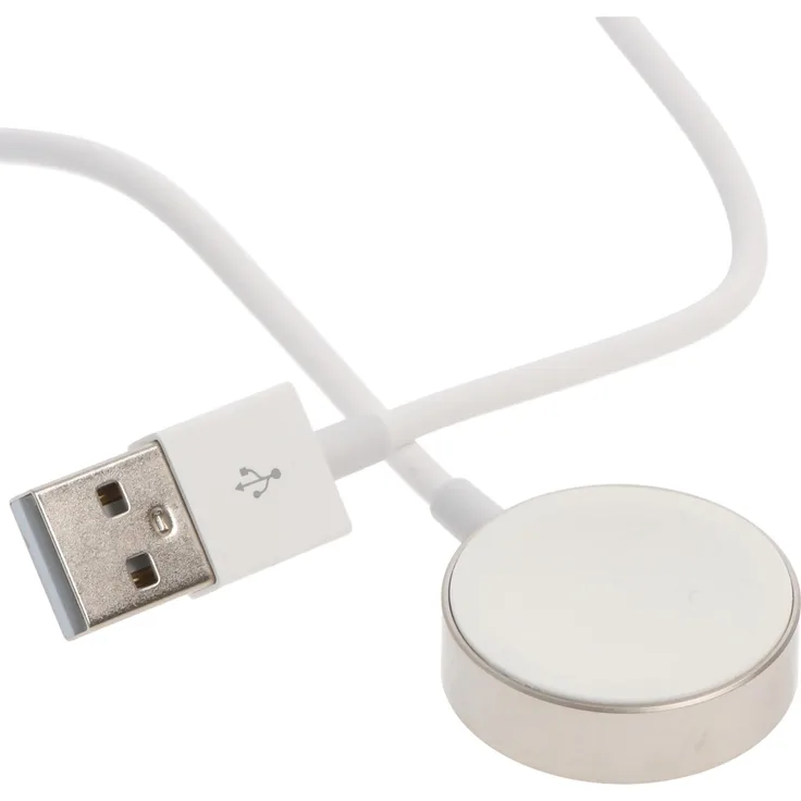 AccuCell Ersatz Ladekabel für Apple Watch Ultra 49mm, Serie 8, SE, 7, 6, 5, 4, 3, 2, induktives Laden, 100cm, weiß-silber