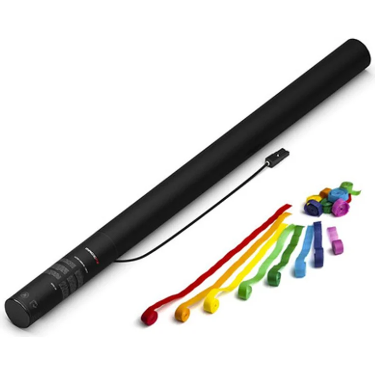 Magic FX E Cannon 80 cm Stream Multi, Elektrische Konfetti Kanone mit mehrfarbigen Luftschlangen, TÜV-zertifiziert