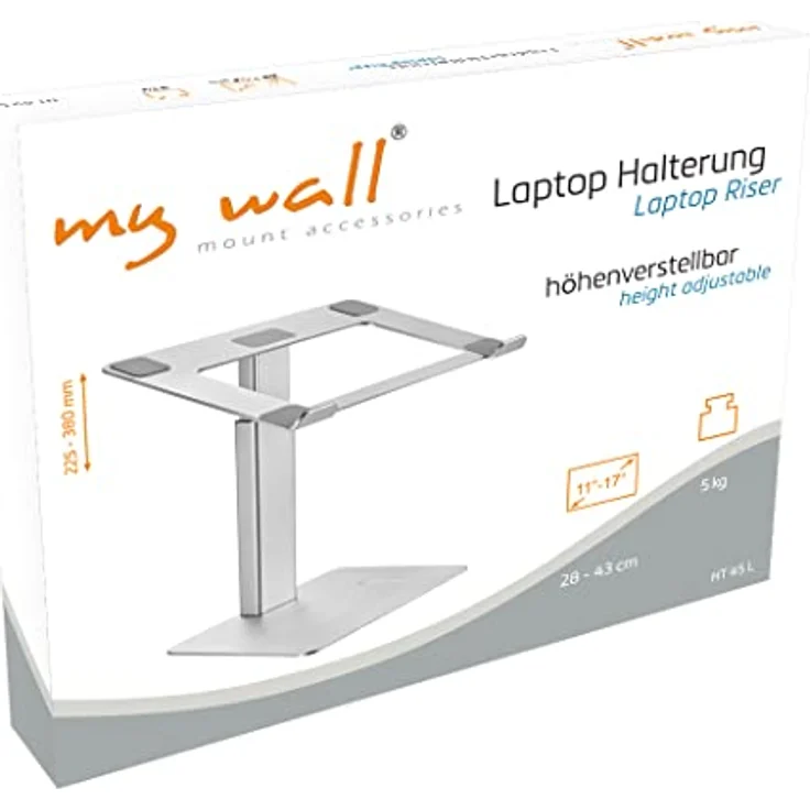 myWall Laptop Ständer HT45L, Ergonomische Laptop-Halterung für den Schreibtisch, Notebook und MacBook Ständer kompatibel für 11-17 Zoll Laptops, belüfteter Laptop Ständer-Halter für Laptops – Bild 2