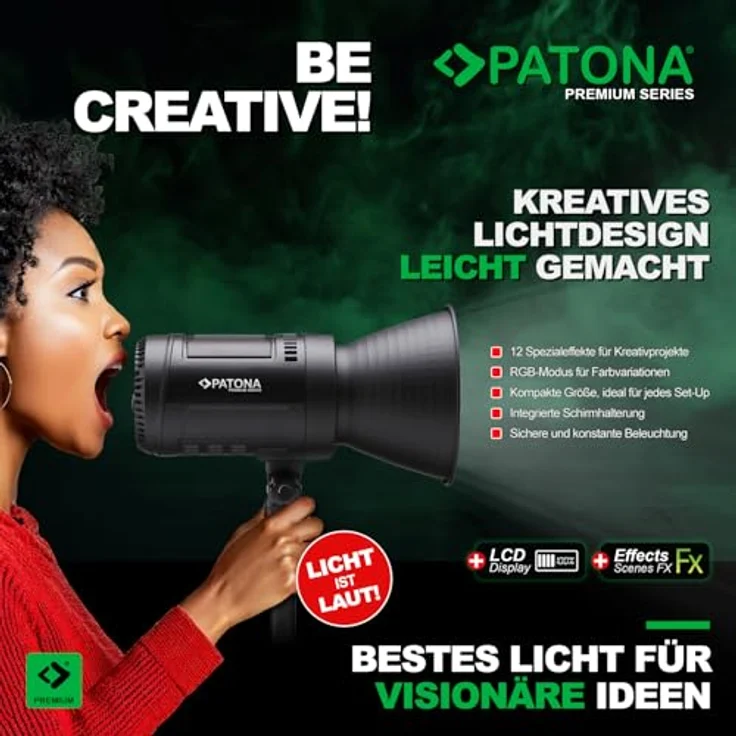 PATONA Premium LED Fotolicht-Videolicht, 80W RGB COB-LED mit Spezialeffekten, Farbtemperatur 2700K - 6500K, 16 Mio. Farben, App Steuerung, LCD-Display, Profi-Dauerlicht für Studio & Outdoor – Bild 4