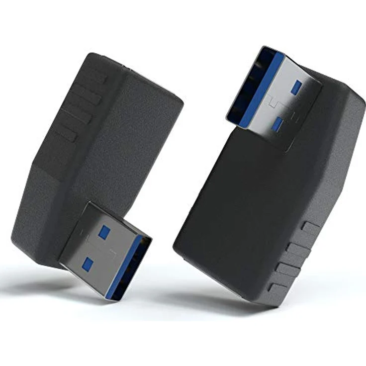 JAMEGA - USB 3.0 Winkel Adapter Links 90° Grad Winkeladapter | USB A Stecker zu USB A Buchse USB Winkelstecker Kupplung kompatibel mit Allen USB Kabeln – Bild 2