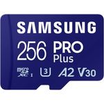 Samsung PRO Plus microSD Speicherkarte (MB-MD256SA/EU), 256 GB, UHS-I U3, Full HD & 4K UHD, 180 MB/s Lesen, 130 MB/s Schreiben, Karte für Smartphone, Drohne oder Konsole, inkl. SD-Adapter (2023)