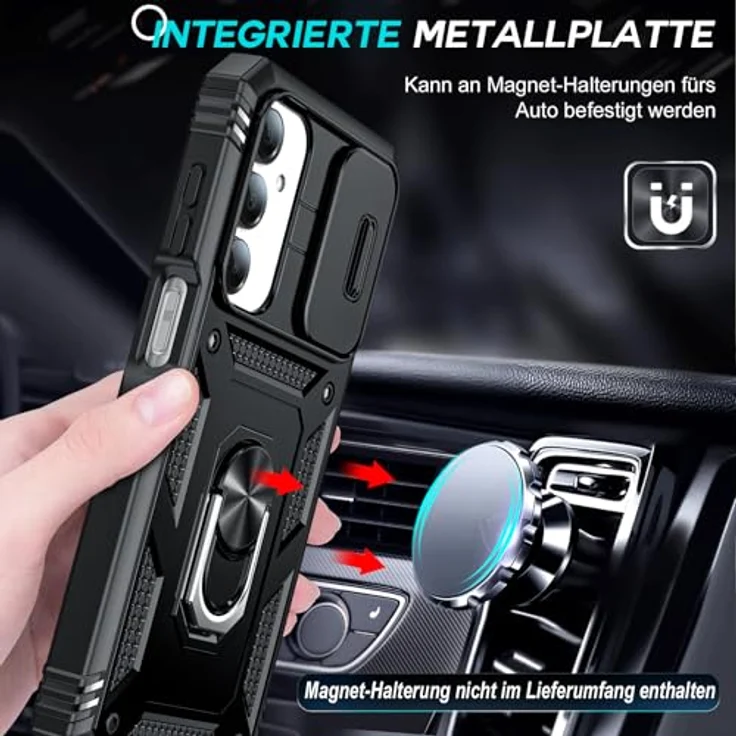 LeYi Panzerhülle für Samsung Galaxy A16 5G, Ständer Case mit Schiebekamera-Abdeckung, stoßfest und kratzfest – Bild 4