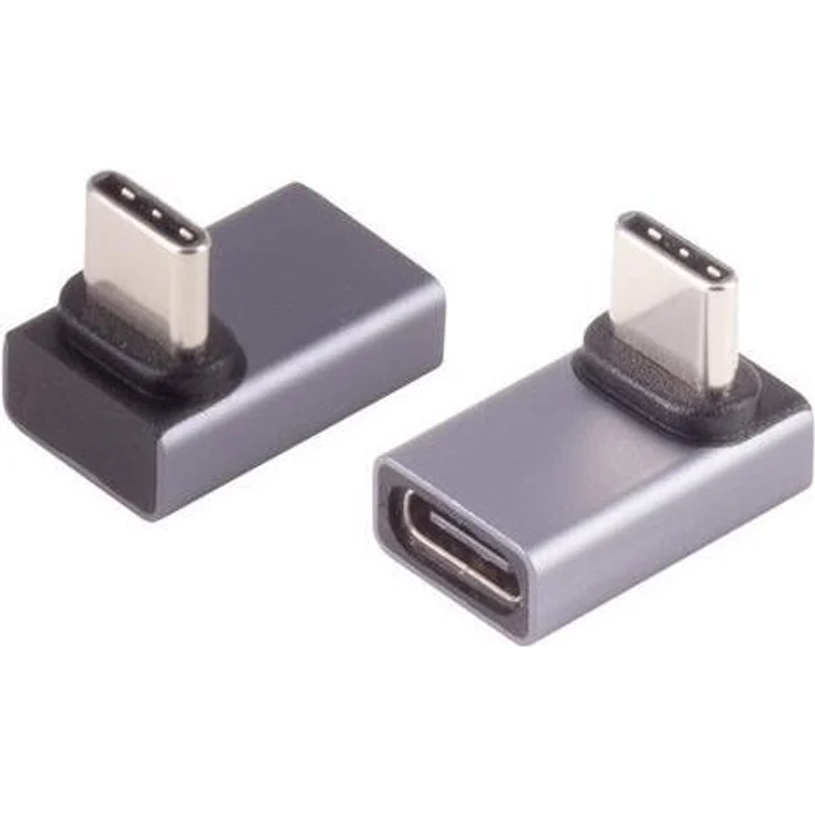 S-CONN USB-C Adapter 4.0 Pro, 90° Winkel oben/unten, Metallgehäuse, 40 Gbit/s Datenübertragungsrate