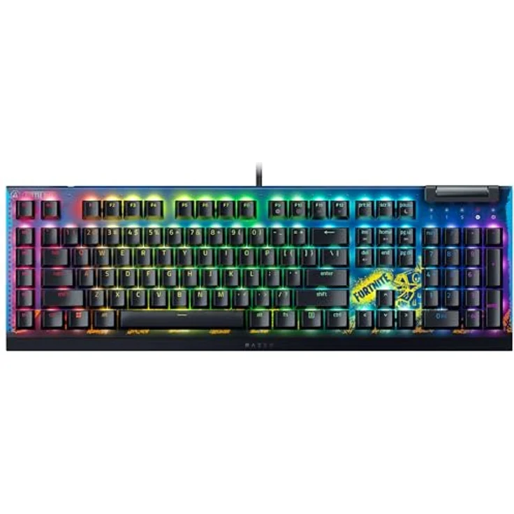 Razer BlackWidow V4 X - Fortnite Edition Mechanische Gaming-Tastatur mit RGB (Yellow Switches, 6 eigene Makro-Tasten, Doubleshot-ABS-Tastenkappen) QWERTZ DE-Layout – Bild 1