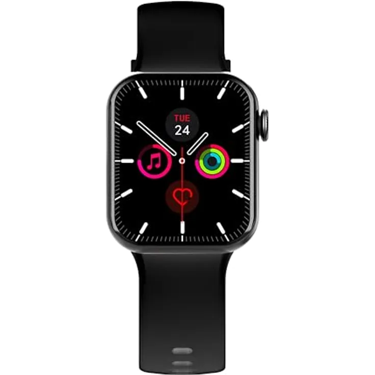 Bigben Connected Square Smartwatch, Anruf- und Gesundheitsfunktionen, 7 Tage Akkulaufzeit, schwarz