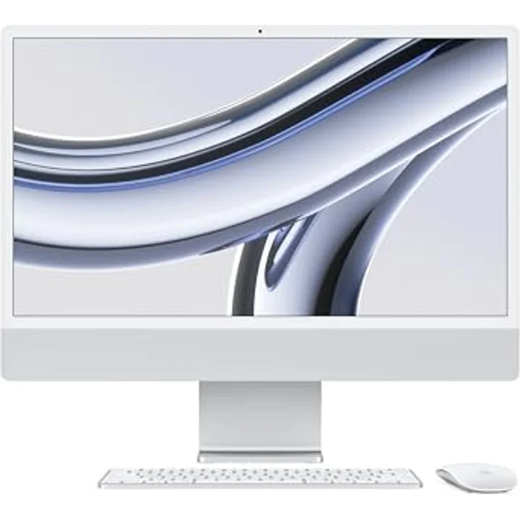 Apple iMac 24" (2023), Apple M3 8-Core CPU, 8-Core GPU, 8 GB RAM, 256 GB SSD, Silber – Bild 1