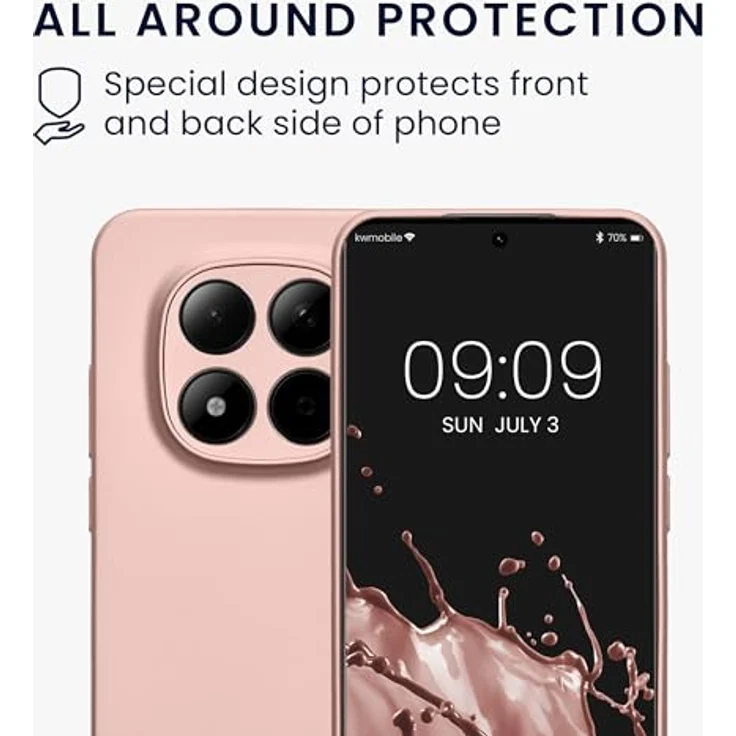 kwmobile Handyhülle für Xiaomi Redmi Note 15 Pro 5G, weiche Silikon Case in Metallic Rosegold mit reißfestem und rutschfestem Design – Bild 5