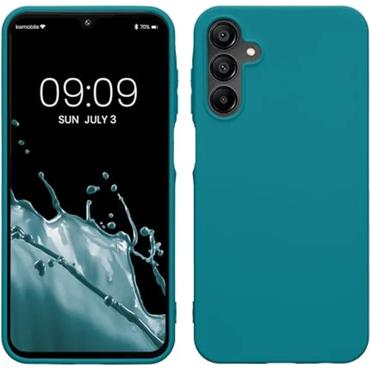 kwmobile Handyhülle für Samsung Galaxy A15 5G - TPU Case in Petrol matt mit kabellosem Laden und griffiger Gummierung – Bild 1