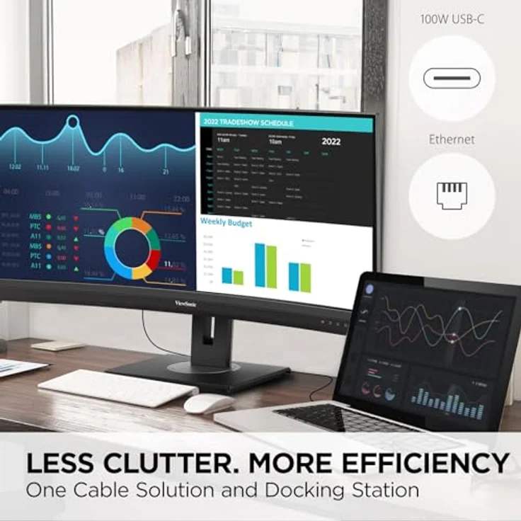 ViewSonic VG3456C, 34 Zoll Office-Monitor mit UWQHD und integrierter Dockingstation – Bild 2