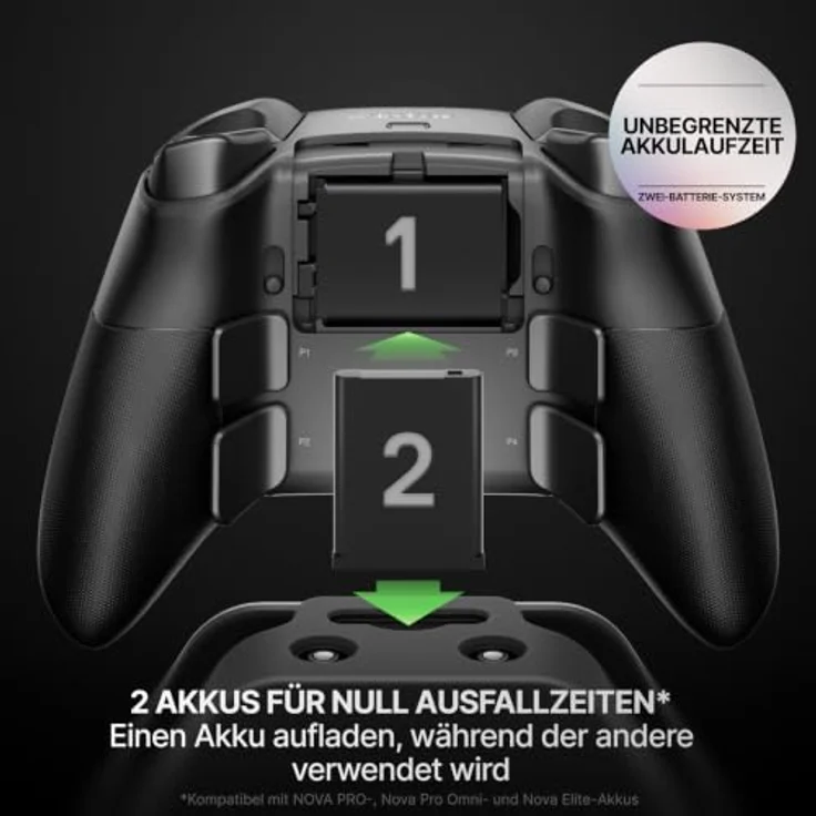 SteelSeries Aeon Pro Wireless Controller, Gamecontroller für Xbox, PC und Mobil mit QuickSwitch Dock, unendlicher Akkulaufzeit und OLED Smart Display – Schwarz – Bild 3