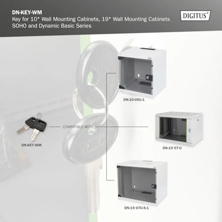 DIGITUS Ersatzschlüssel für 10" Wandgehäuse, 19" SOHO & Dynamic Base-Serie - Zwei Stück - Schwarz/Silber – Bild 2