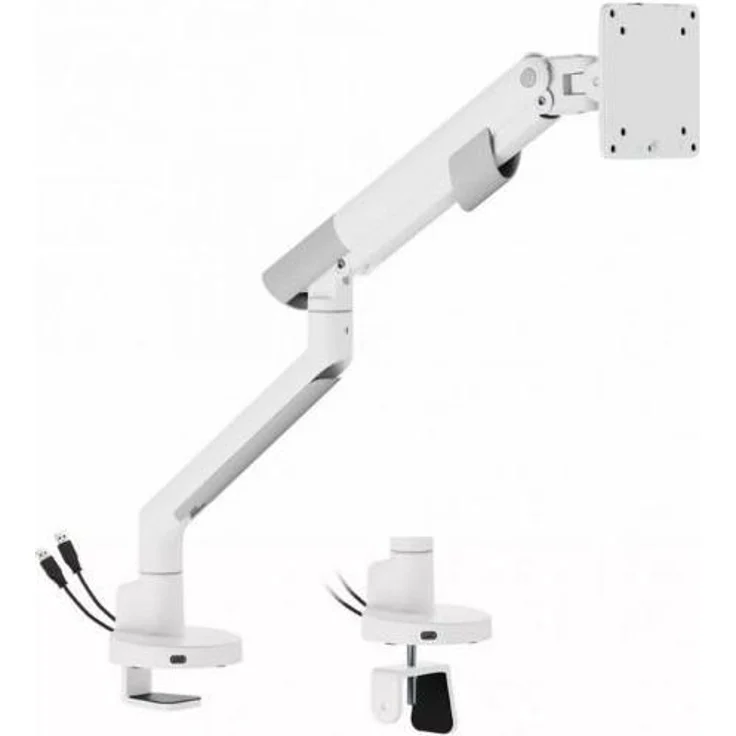 Art RAMM L-29GD, Tischhalterung für Monitor 17-35 Zoll, 2-11kg, 2xUSB 3.0, Höhenverstellbar, Weiß