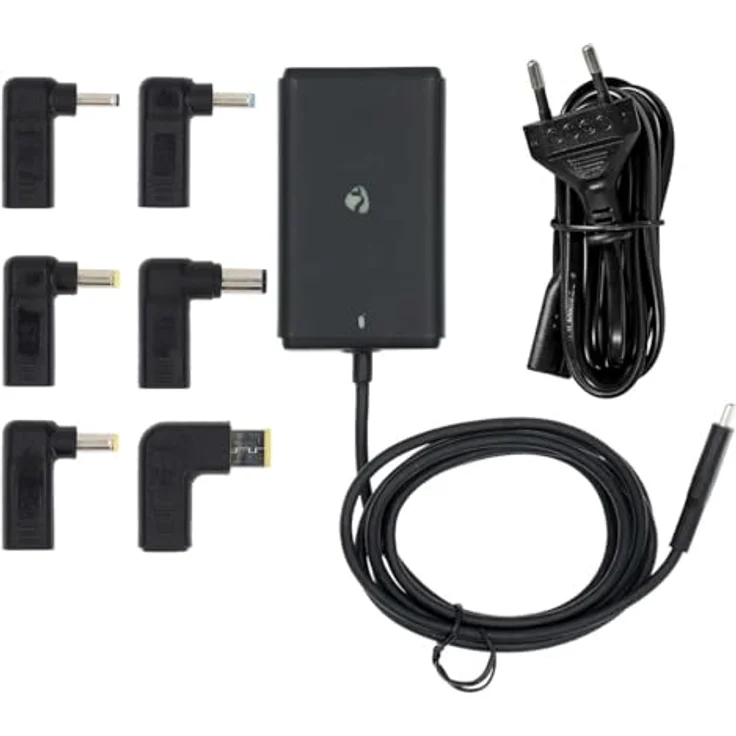 Nedis Notebook Adapter GaN 65 W, Universelles USB-C Netzteil mit 6 Power-Tips, Schwarz – Bild 2