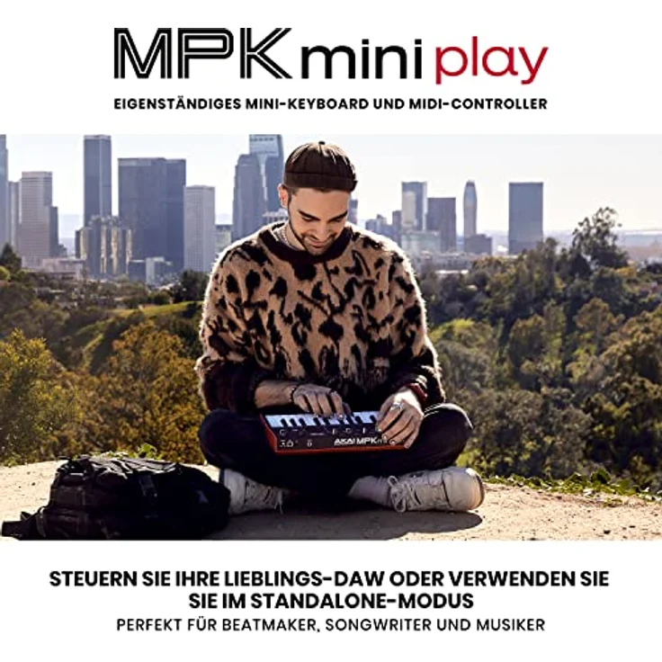 AKAI Professional MPK Mini Play MK3 - MIDI Keyboard Controller mit eingebautem Lautsprecher und Sounds, dynamische Klaviatur, MPC Pads und Software – Bild 2