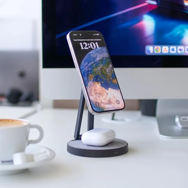 XLayer MagFix Pro 2-in-1 Ladestation Apple Wireless Charger I Standby I Magsafe Kompatibel I Magnetisch I Ladegerät I kabelloses schnelles Laden von iPhone 15 14/13/12/11 Pro Max Plus, AirPods – Bild 4