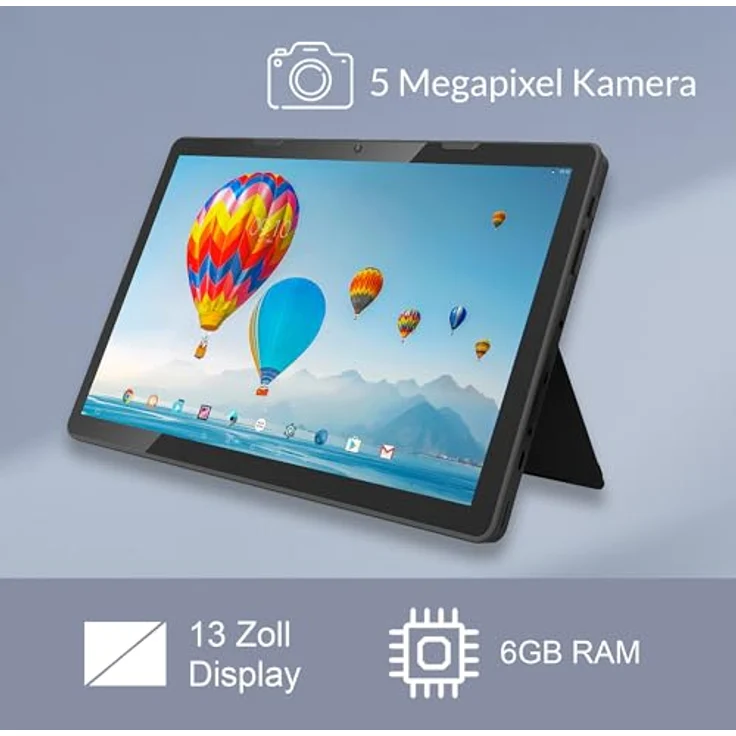 13.3 Zoll XORO MegaPAD 1333 Pro TabletPC mit FullHD IPS Display, Android 13, 10.000 mAh Akku, 2.0GHz 64Bit OctaCore CPU, 6 GB RAM, 128 GB Flash, 5G WiFi, Bluetooth, Kartenleser, 5 MP Kamera, USB-C – Bild 4