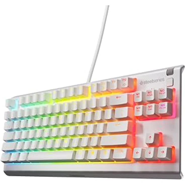 SteelSeries Apex 3 TKL White, RGB Gaming-Tastatur mit 8-Zonen-Beleuchtung, wasser- und staubresistent, flüsterleise Gaming-Switches, US Layout QWERTY – Bild 1