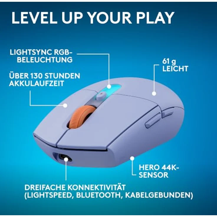 Logitech G G305 X SUPERLIGHT, kabellose Gaming-Maus mit HERO 44K-Sensor, 61 g Leichtgewicht, RGB-Beleuchtung und 130 Stunden Akkulaufzeit – Bild 2