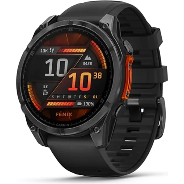 Garmin fēnix 8 47mm, Multisport-Smartwatch mit AMOLED Display, Taschenlampe, Topo-Karten, Telefonie, Music Pay