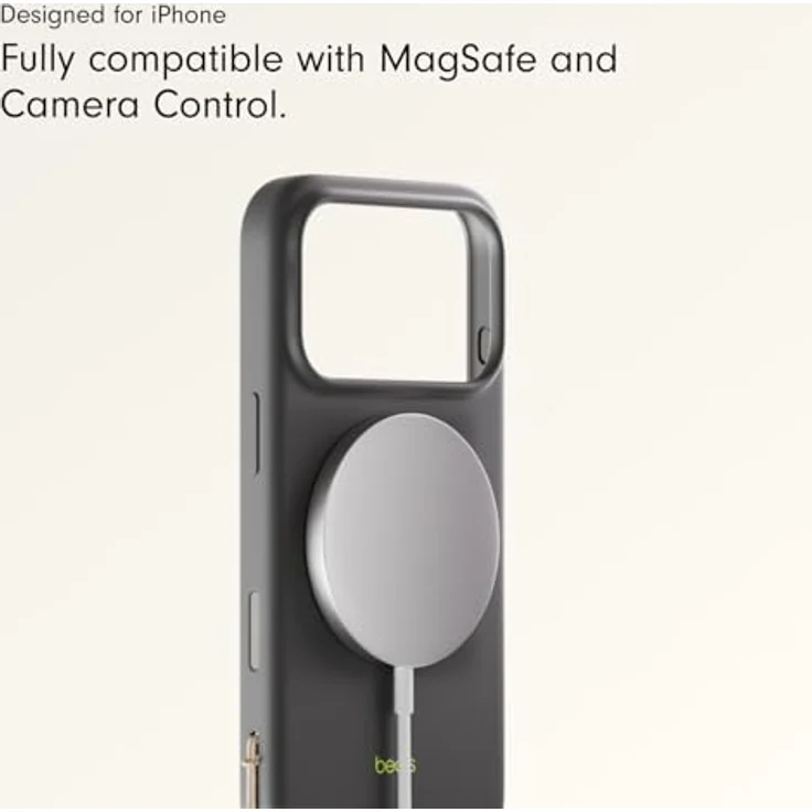 Beats iPhone 17 Pro Kickstand Case mit MagSafe, Kamerasteuerung, integrierter Ständer und Trageschlaufe, Matte Außenseite, Innenfutter aus Mikrofaser – Granitgrau – Bild 5