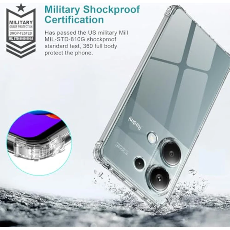 LeYi Hülle für Xiaomi Redmi Note 13 Pro 4G, Transparente TPU Silikon Handyhülle mit 2 Schutzfolien, Stoßfest mit Kameraschutz, Crystal Clear Cover Case – Bild 4