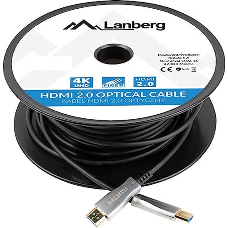 Lanberg CA-HDMI-20FB-0500-BK, Optical HDMI Kabel M/M, 50m, V2.0, 4K AOC, schwarz – Bild 3