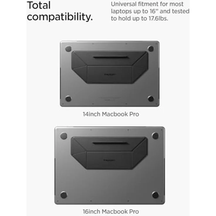 Spigen Slim Fold Laptop Ständer, Höhenverstellbar, Selbstklebend und Anti-Rutsch, Kompatibel mit MacBook Pro, MacBook Air 11"-16" - Schwarz – Bild 2